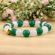 Rose quartz & Green onyx beaded bracelet, With Metal bead, Adjustable bracelet